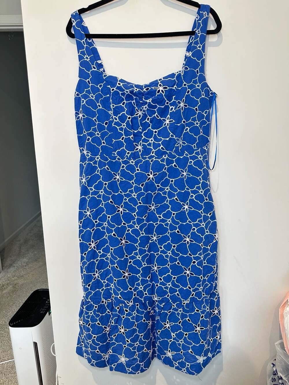 Draper James Blue and White Floral Eyelet Midi Dress Size XL
